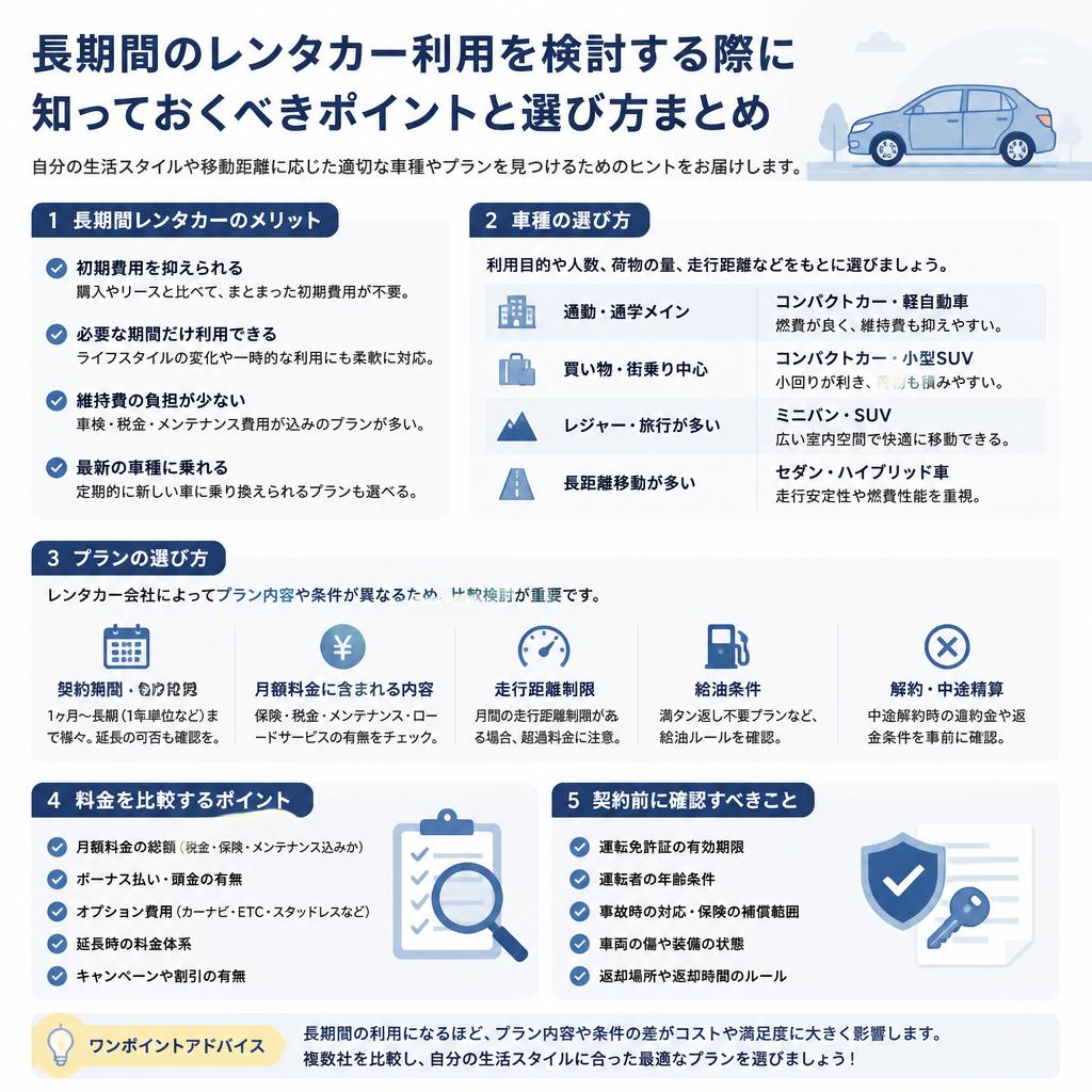 自分に合った長期レンタカーの選び方