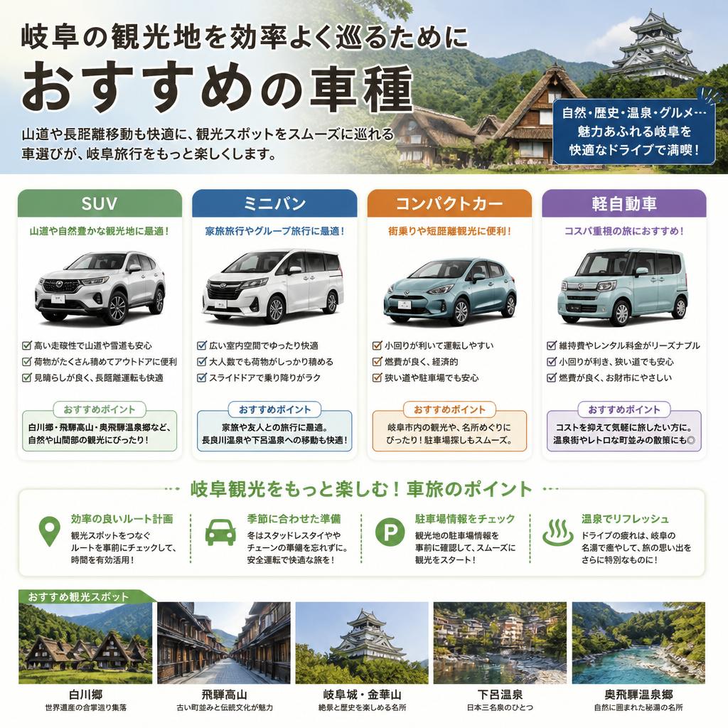 岐阜の旅行におすすめの車種