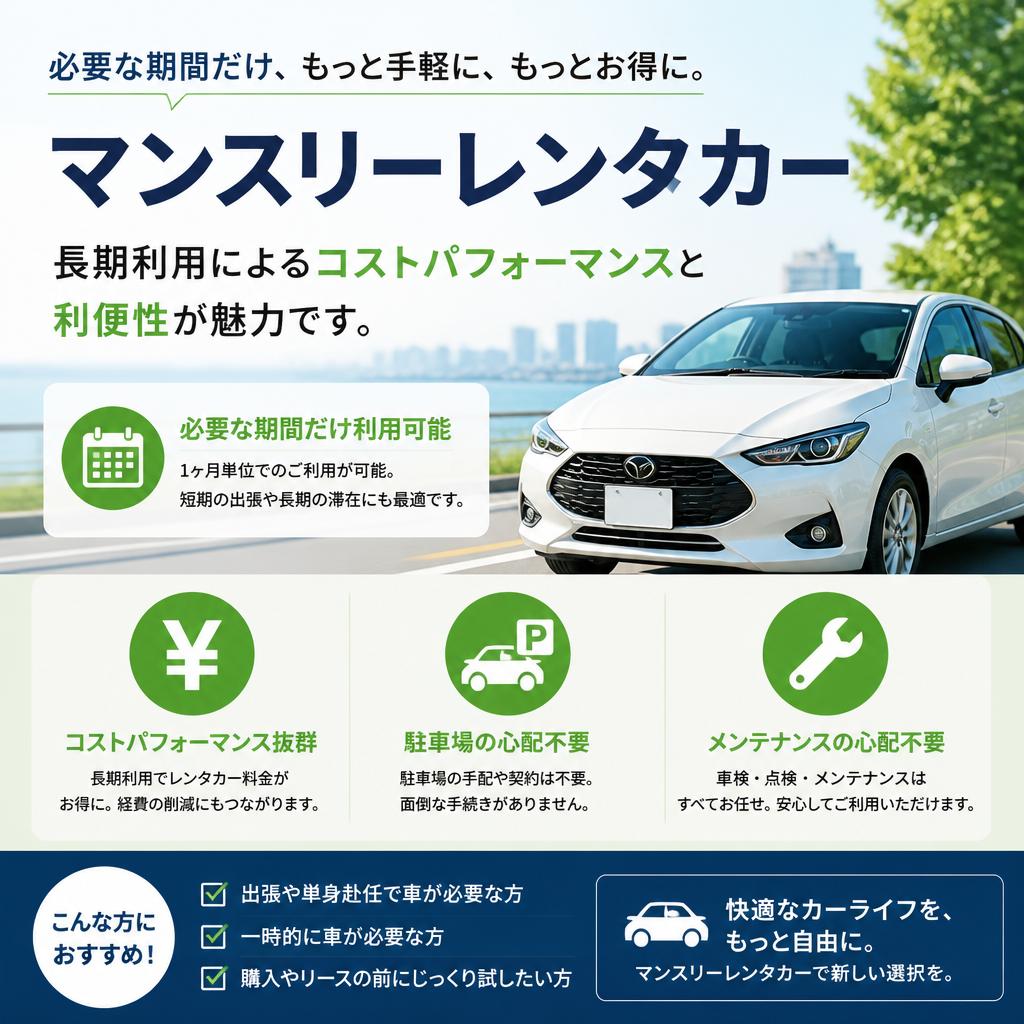マンスリーレンタカーの魅力とは？